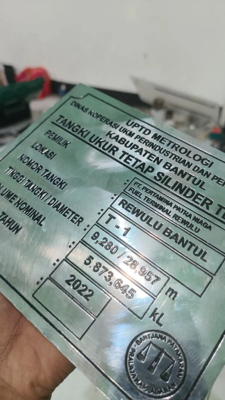 Nameplate + Breket Tangki Ukur Stainless 304 2mm foto 2